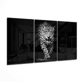 Leopard in the Dark Mega Glass Wall Art.